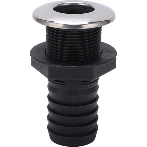 Canal de vidange traversant 1 1/2 po, droit, noir, avec clapet de couvercle en acier inoxydable pour bateaux, yachts et navires (1/5)