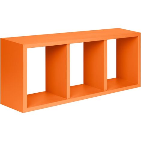 Estantería de pared, Librería flotante, Librería de pared, Estantería de pared, Naranja, 70x30 cm d15,5 cm - Tristano (1/4)