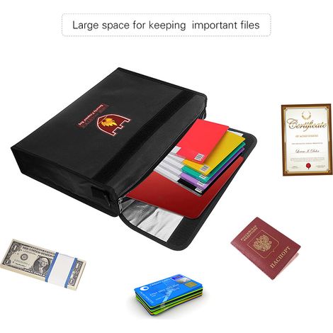 Pochette ignifuge pour documents, argent, cartes bancaires, passeport et objets de valeur – Organisateur de rangement sécurisé pour maison et bureau (1/4)