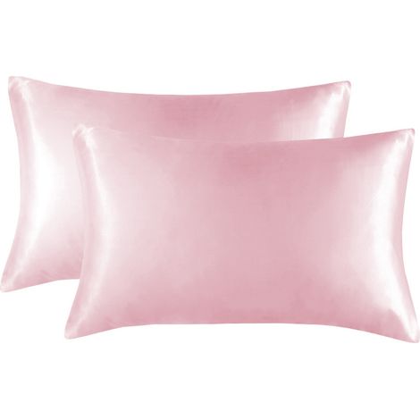 Lot de 2 taies d'oreiller unies pour les soins des cheveux et de la peau, douces et respirantes. (1/5)