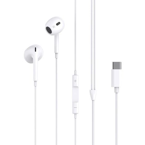 Écouteurs intra-auriculaires USB-C avec microphone - Compatibles avec Samsung, Xiaomi, Motorola, Huawei, Google Pixel et autres. Blanc (1/5)