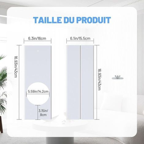 Kit de fenêtre climatiseur mobile – Panneaux d'étanchéité PVC 43x16cm – Installation facile pour fenêtres jusqu'à 70cm – Calfeutrage efficace – Enlenk