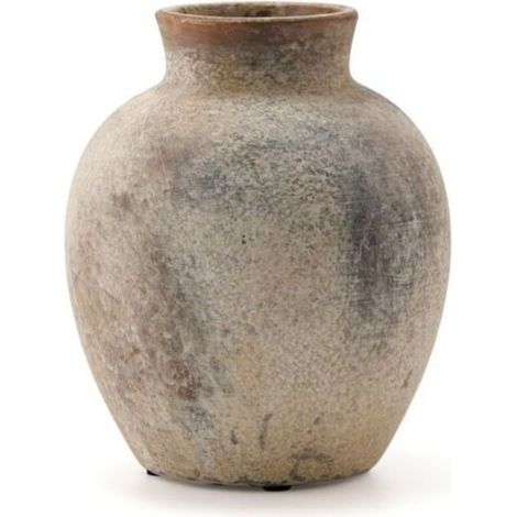 Vase vintage monobloc, vase décoratif rond en céramique rustique vintage fabriqué à la main, idéal pour les réunions de famille, le salon et la décoration de bureau. (1/5)