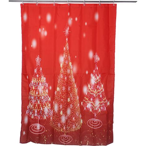 120 x 180 cm Duschvorhang mit Weihnachtsbaum-Print, wasserdicht, inklusive Haken (1/5)