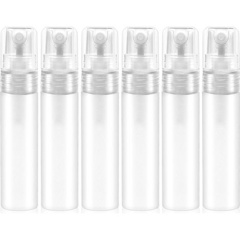 Lot de 6 mini flacons vaporisateurs de 5 ml en plastique transparent rechargeables pour le nettoyage des huiles essentielles de voyage (1/5)