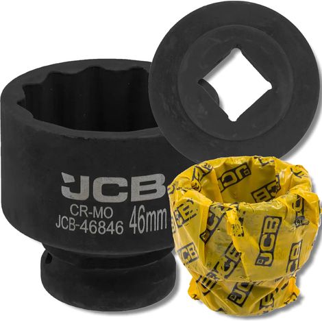 Chiave a bussola a impatto JCB da 3/4" 46 mm a 12 punte in acciaio Cr-Mo