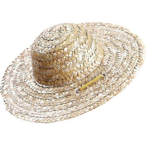 Sombrero pour animaux de compagnie, chapeau de paille ajustable style hawaïen, seau de soleil pour petits chiens, chiots et chats, taille M (1/5)