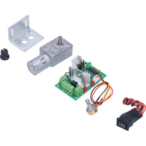 Moteur à engrenage à vis sans fin 24 V CC (avec variateur de vitesse), réducteur miniature à couple élevé, adapté aux robots et serrures électroniques, 24 V 150 tr/min