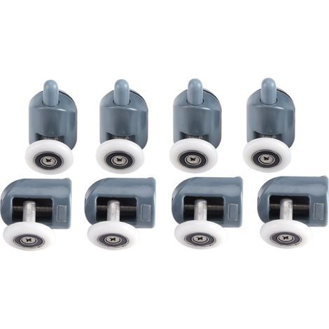 8 x Roulettes doubles pour porte de douche en haut et en bas, roulettes de roulement pour salle de bain, roue unique (1/5)