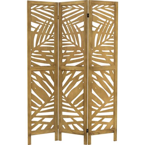 ML-Design Paravent Intérieur Kyoto, Naturel, 170x121 cm, en Bois, à 3 Panneaux Pliables, Cloison de Séparation Décorative Séparateur de Pièce Diviseur Écran d'Intimité Vestiare Protection Visuelle