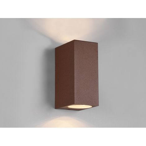 Eckige Außenwandleuchte Up and Down Rostoptik mit GU10 LED, Höhe 15cm (1/5)