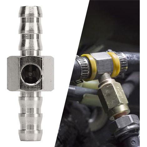 Schnellverschluss-T-Stück-Adapter mit Nut für Kraftstoffdrucksensor, 1/8-27 NPT-Gewinde, aus Edelstahl 304 mit 3/8"-Schlauchschelle (1/5)