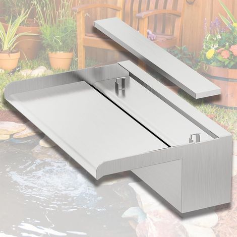 Fontaine De Piscine, Cascade Bassin Exterieur en Acier Inoxydable, Lame D’Eau, Fontaine Exterieur avec Accessoires pour La Décoration D'étang, Patio,Jardin (Long 30cm, Largeur 20cm) (1/5)