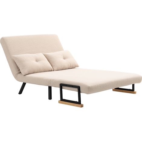 Canapé-lit 2 places velours transformable en lit avec 2 coussins inclus, salon chambre invité, naturel beige noir (1/4)