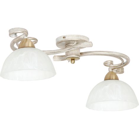 Plafonnier d'intérieur AURORA blanc shabby chic or au design rustique à 2 lumières (1/5)