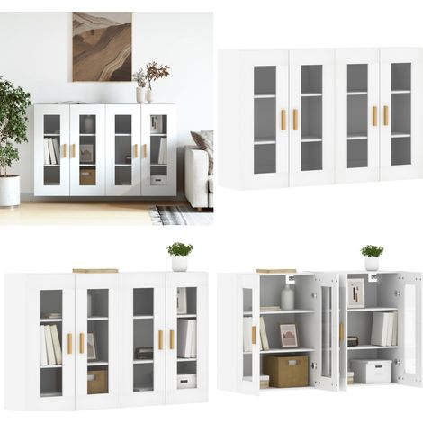 Armoires murales 2 pcs blanc bois d'ingénierie - Armoire Murale - Meuble Rangement - Buffet - Étagère Ouverte - Décoration Intérieure - Home & Living (1/5)