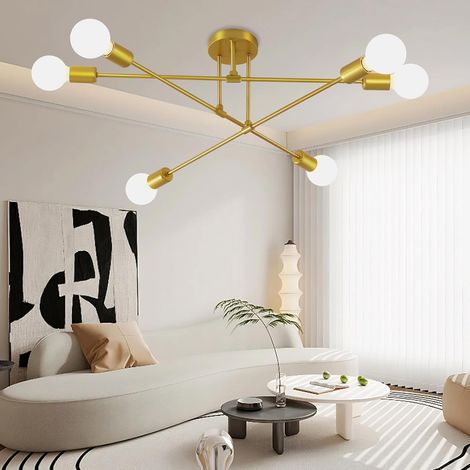 1 Plafonnier Sputnik 6 ampoules E27, Design rétro réglable, Luminaire métal pour salon chambre cuisine (1/5)