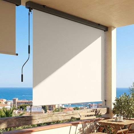 Tenda a rullo per esterni, tenda verticale per esterni con manovella e cassonetto in alluminio, 250x160 cm, crema