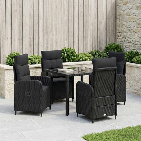 vidaXL Outdoortisch-Set 5 pcs Schwarz 90 x 90 x 75 cm Poly-Rattan (1/5)