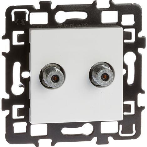 Eur Ohm – Prise TV multi-services type F – 2 prises mâles avec enjoliveur – Connexion fiable pour appareils audiovisuels