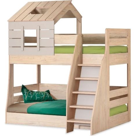 Litera casita escalera derecha aglomerada gris 90/100x200cm