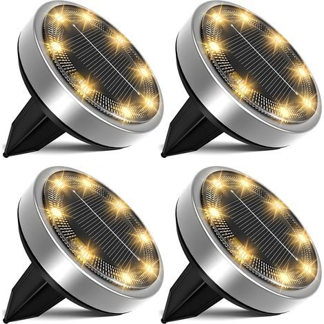 Solarlampe, LED-Bodenleuchte, Gartenleuchte, 8 LEDs, wasserdicht, [warmweißes Licht], 4er-Set (1/5)