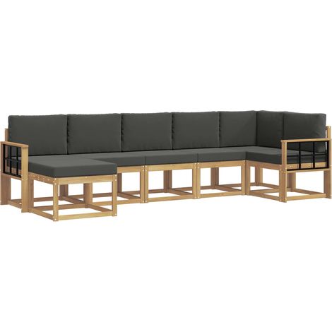 Conjunto de sofás de exterior 7 uds. 7 plaza Blanco y Antracita vidaXL (1/5)