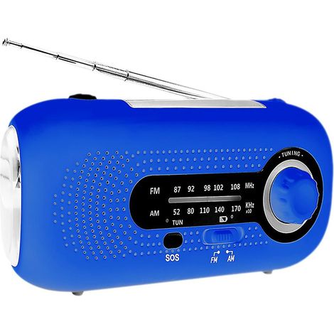 Kurbelradio mit Solarantrieb, SOS-Alarm, AM/FM-Notfallradio, Solarradio mit Kurbelantrieb und wiederaufladbarem Akku