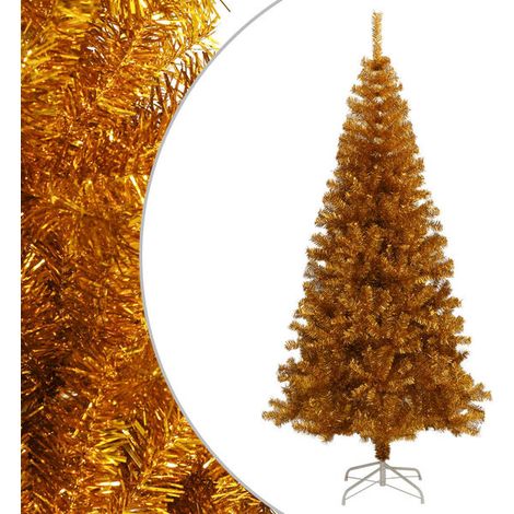 Sapin de Noël artificiel avec support doré, 180 cm, en PET (1/5)