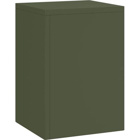 Ensemble de trois supports pour plantes, vert olive, en acier. (1/5)