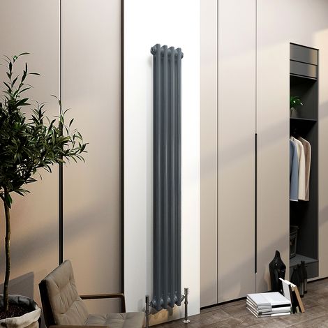 Biubiubath Traditional Cast Iron Radiator 1500x200mm 2 Column Anthracite