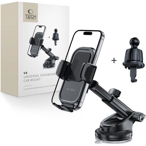 Soporte universal para salpicadero y rejilla de ventilación Tech-protect V8 para coche, color negro. (1/5)