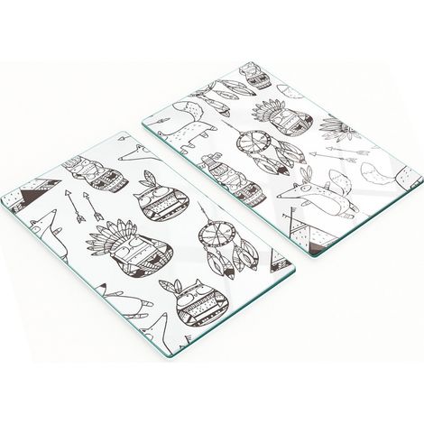 Tablas de cortar de vidrio para cocina con dise帽o de b煤ho indio, 2 x 30 x 52 cm.