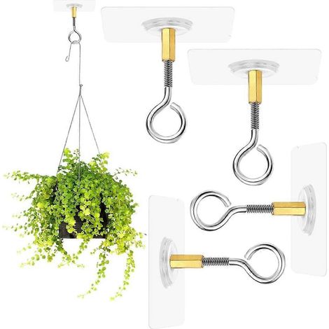 Lot de 4 crochets de plafond pour plantes suspendues, crochets en PVC pour plantes de plafond avec fixations en acier inoxydable (modèle scellé) (1/5)