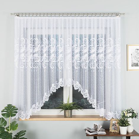 Iwona – Fertiger Jacquard-Vorhang mit Schlitz am Saum – 400 x 160 cm – weiß (1/5)