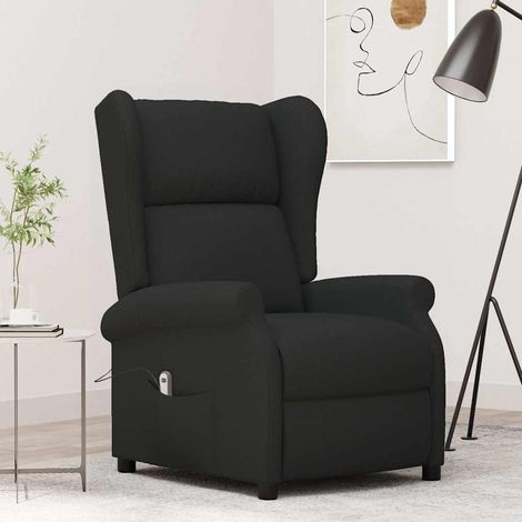 vidaXL Sillón orejero reclinable eléctrico tela negro (1/5)