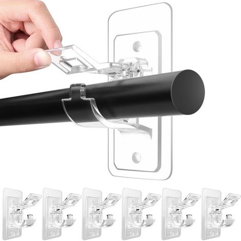 Supporti autoadesivi per bastoni per tende, non necessitano di foratura - Set da 6 (1/5)
