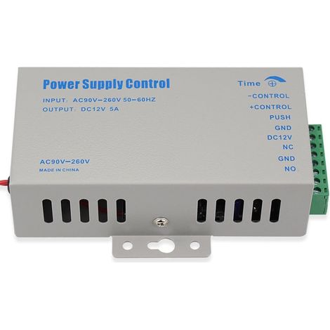 Commande d'alimentation en métal K80, alimentation CA 90-260 V à CC 12 V pour serrure de porte, système de contrôle d'accès, sonnette vidéo, bornes à vis (12 VDC/5 A) (1/5)