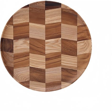 1 pièce - Plateau - Rond - Usage domestique - Plat à fruits et dessert - Bois - 27 cm - Couleur : voir image (1/5)