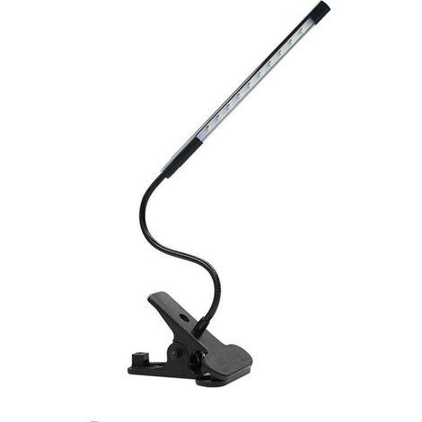 Lampe de lecture LED réglable, petite lampe de table, lampe de chevet USB à pince, convient pour bureau, tête de lit, établi, pupitre (noir) (1/4)
