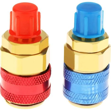Coupleurs d'adaptateurs de port de système de connecteurs rapides R134a AC à faible hauteur avec jauge de tuyau collecteur, 1/4 "SAE HVAC (1/5)