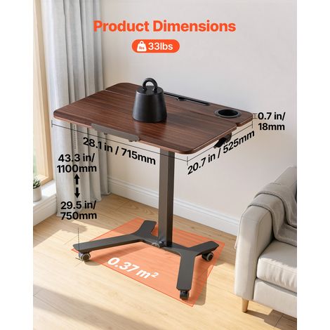 Bureau Assis-Debout Réglable en Hauteur 715x525 mm Plateau Inclinable, Bureau Mobile pour Ordinateur Portable, Télétravail et Maiso… (1/5)