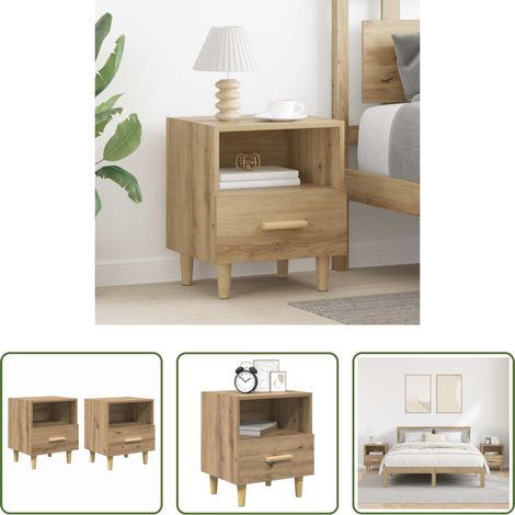 vidaXL Rustikaler Charme - Nachttisch 2 pcs Artisan-Eiche 40 x 35 x 47 cm Holzwerkstoff (1/5)