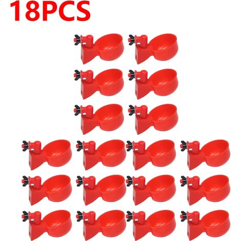 Ensemble de 6 abreuvoirs automatiques en plastique pour poulets, canards et volailles, 36 coupelles, système d'hydratation pour cages ou élevage domestique.-AquaForge (1/5)