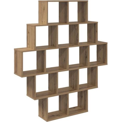Étagère Murale en Chêne Massif Artisanal 120x20x136 cm - Étagères de Rangement Design pour Salon et Bureau (1/5)