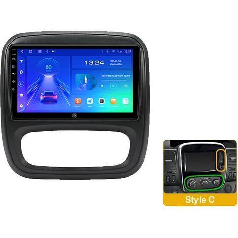 Sistema multimediale per auto, comandi al volante, supporto multimediale, compatibile con Renault Trafic 3 / Opel Vivaro B (2014-2018), design wireless, G5 4G 64G Style C, UN SET-d (1/2)