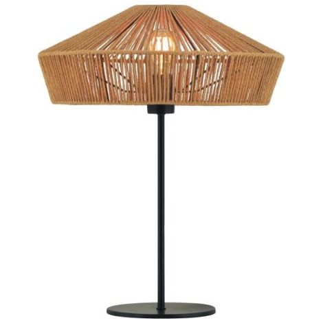 Lampada da tavolo Yunkai Lucide E27 rattan nero marrone