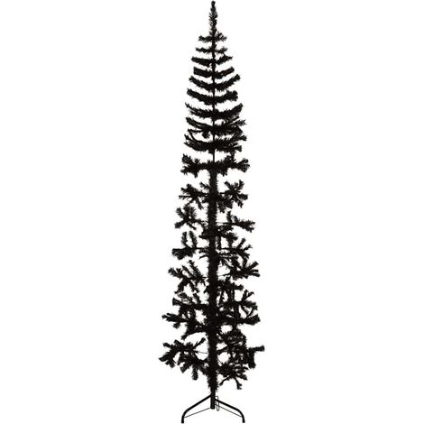 Demi sapin de Noël artificiel mince avec support-Décoration de Fête pour Noël Noir 180 cm 739849 (1/5)