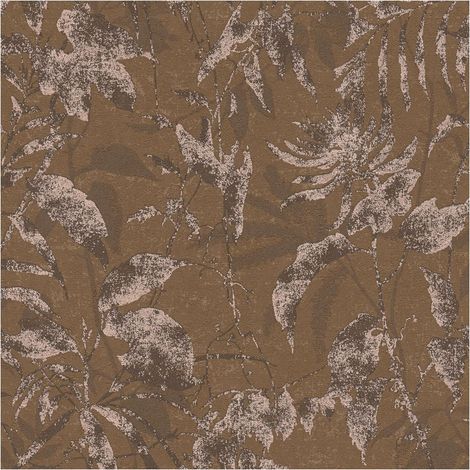 Nature wallpaper wall Profhome 782034 hot embossed non-woven wallpaper textured with floral ornaments and metallic highlights brown gold pale brown terra brown 5,33 m2 (1/5)