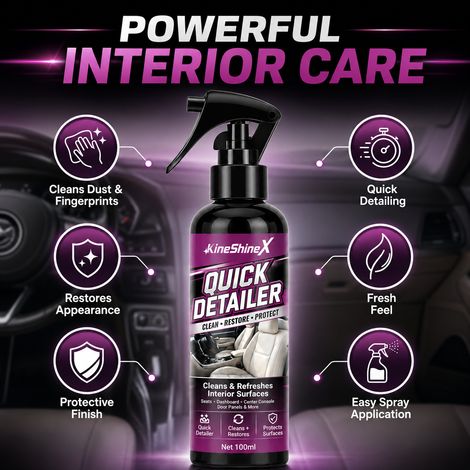 KineShineX Car Interior Cleaner Multi-functional Powerful Stain Remover Spray for Dashboard, Seats, Headliner, and Leather (1/4)